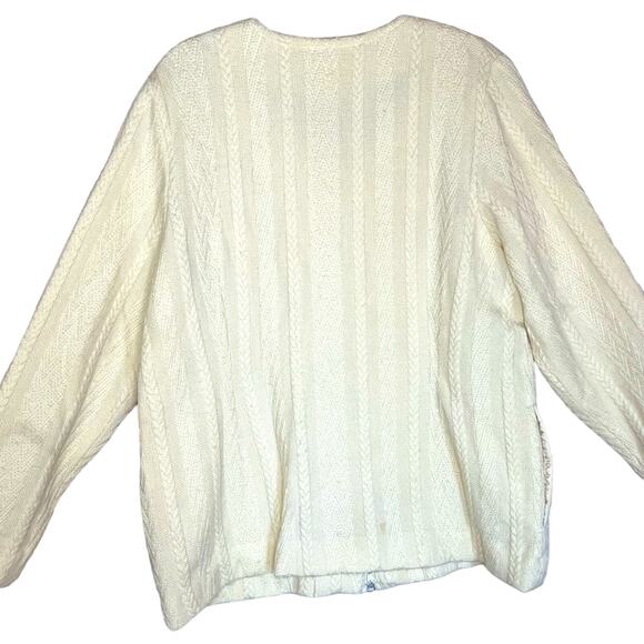 100% Merino Wool Zip Front Cardigan - Cream - Picture 6 of 7